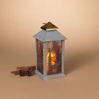 Gerson 11.6" Battery Operated Red Metal & Glass Holiday Lantern with LED Candle