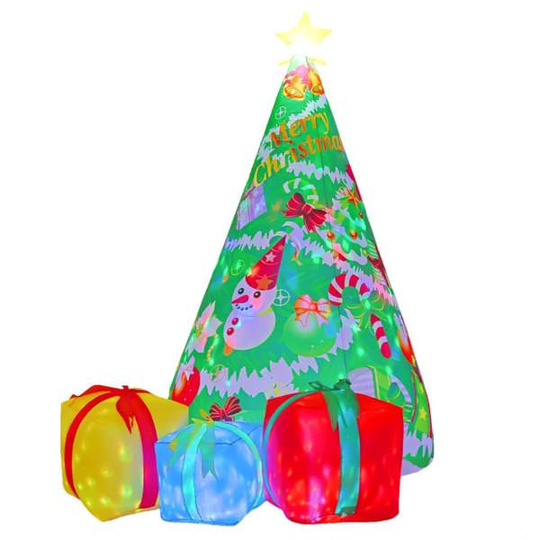 7' Tall Tree with Gifts and Snowman Multi-Color Christmas Inflatable Lawn Decoration