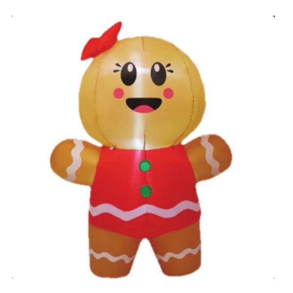 6.2' Yellow Gingerbread Woman - Christmas Inflatable Lawn Decoration