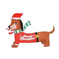 Goosh 5' Santa Hat Dachshund Dog Christmas Outdoor Inflatable Lawn Decoration
