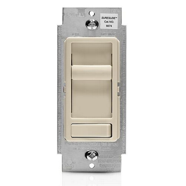 120 volt Light Almond Switch Single Pole / 3-Way LED / Incandescent / Halogen Wall SureSlide Dimmer Switch