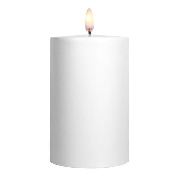 3" x 5" White Outdoor LED Pillar Candle with Timer