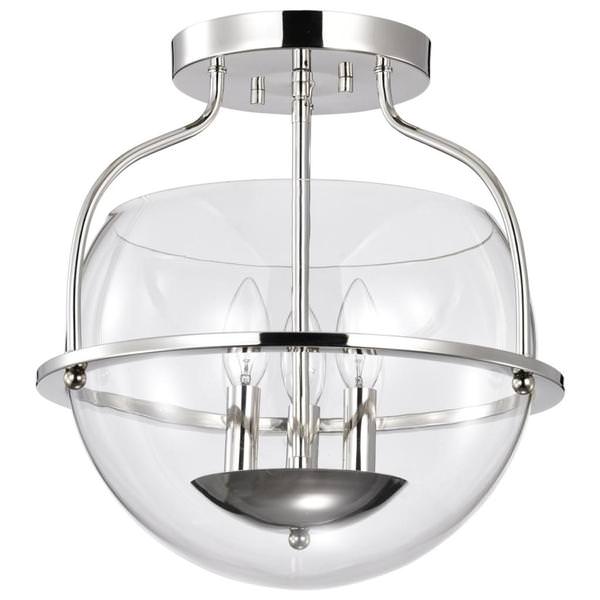 3 Light Polished Nickel Amado Indoor Semi Flush Mount Fixture