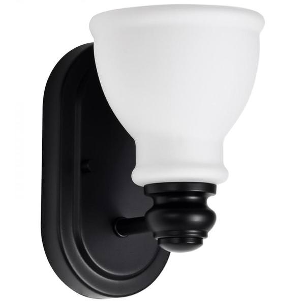 1 Light 120 volt Matte Black Satin White Glass Indoor
