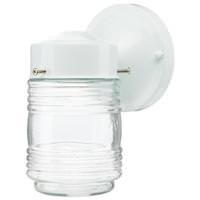 Nuvo Lighting 1 Lamp 120 volt White Clear Ribbed Glass Outdoor White Mason Jar Light Fixture
