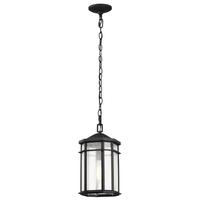 Nuvo Lighting 1 Lamp 14.5" 120 volt Matte Black Clear Seeded Glass Outdoor Hanging Lantern Light Fixture