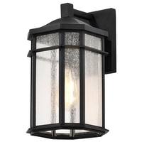View 1 Lamp 14" 120 volt Clear Seeded Glass Matte Black Outdoor Wall Lantern Light Fixture