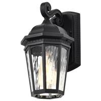 View 1 Lamp 12" 120 volt Matte Black Clear Water Glass Outdoor Wall Lantern Fixture