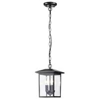 View 3 Lamp 11" 120 volt Matte Black Clear Glass Outdoor Hanging Lantern Light Fixture