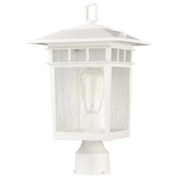 1 Light 16" 120 volt White Seeded Glass Outdoor Post Top Lantern Light Fixture