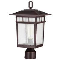 View 1 Light 16" 120 volt Rustic Bronze Seeded Glass Outdoor Post Top Lantern Light Fixture