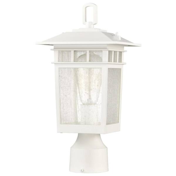 1 Light 14" 120 volt White Seeded Glass Outdoor Post Top Lantern Light Fixture