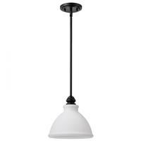 View 10" 1 Light 120 volt Matte Black Satin White Glass Indoor Mini Pendant Light Fixture