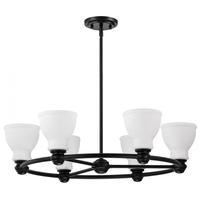 View 6 Lamp 120 volt Matte Black Satin White Glass Chandelier Light Fixture