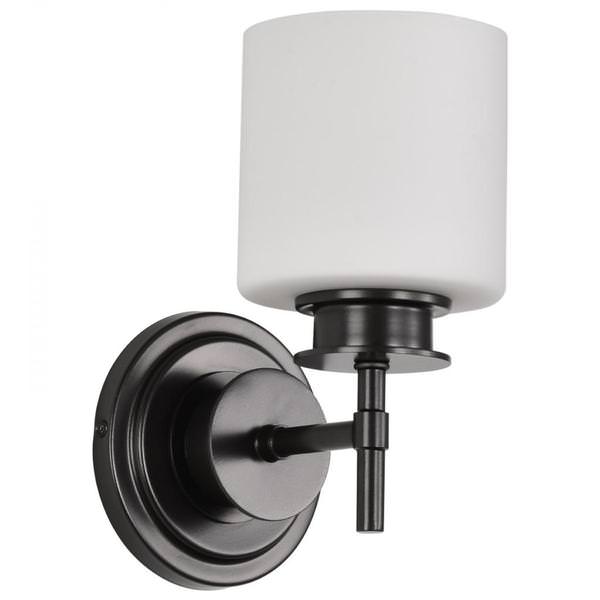 1 Light 120 volt Gun Metal Satin White Glass Vanity Light Fixture