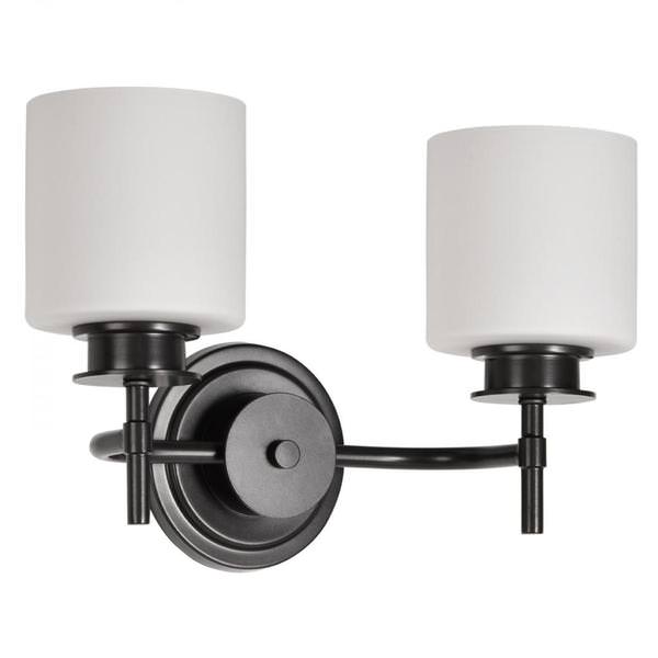 2 Light 120 volt Gun Metal Satin White Glass Vanity Light Fixture