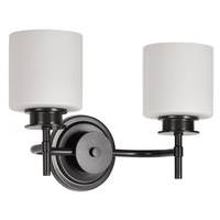 View 2 Light 120 volt Gun Metal Satin White Glass Vanity Light Fixture