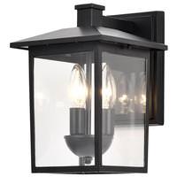 View 3 Lamp 11" 120 volt Matte Black Clear Glass Outdoor Wall Lantern Fixture