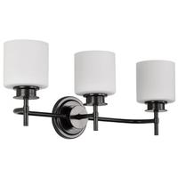 View 3 Light 120 volt Gun Metal Satin White Glass Vanity Light Fixture