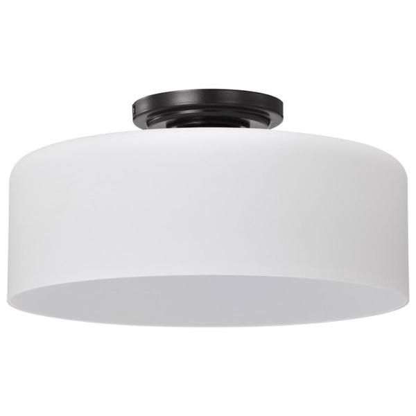 1 Light 13" 120 volt Gun Metal Satin White Glass Flush Light Fixture