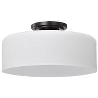 View 1 Light 13" 120 volt Gun Metal Satin White Glass Flush Light Fixture