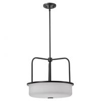 View 17" 3 Light Gun Metal Satin White Glass Pendant Light Fixture