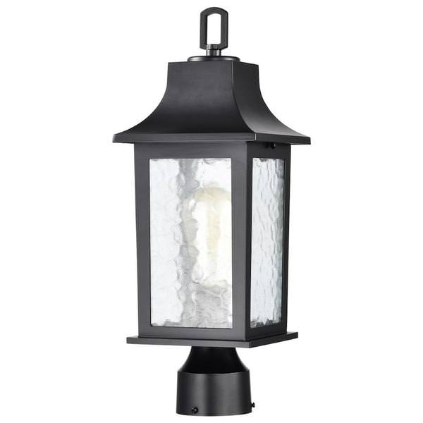 1 Light 17" 120 volt Matte Black Water Glass Post Top Lantern Light Fixture