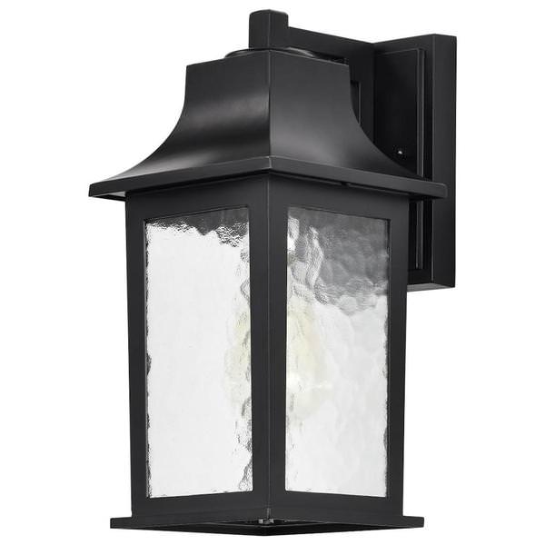 1 Lamp 13" 120 volt Matte Black Water Glass Outdoor Lighting Wall Fixture