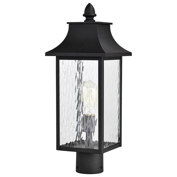 1 Lamp 20" 120 volt Matte Black Clear Water Glass Outdoor Post Top Lantern Light Fixture