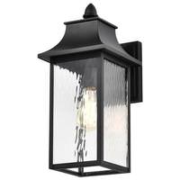 View 1 Lamp 17" 120 volt Matte Black Clear Water Glass Outdoor Wall Lantern Fixture