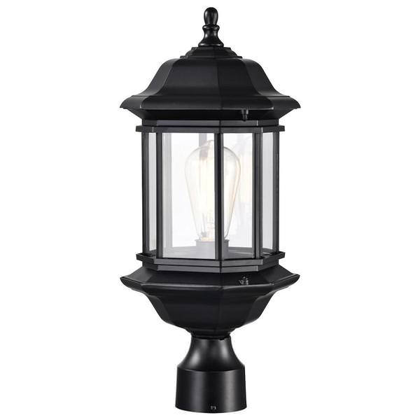 1 Lamp 18" 120 volt Matte Black Clear Glass Outdoor Post Top Lantern Light Fixture