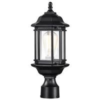 Nuvo Lighting 1 Lamp 16" 120 volt Matte Black Clear Glass Outdoor Post Top Lantern Light Fixture