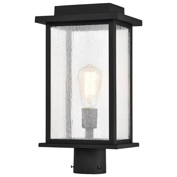 1 Lamp 17" - 120 volt Matte Black Clear Seeded Glass Outdoor Post Top Lantern Light Fixture