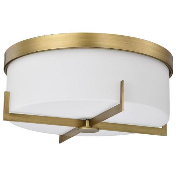 15" 3 Light 120 volt Natural Brass Flush Mount Light Fixture