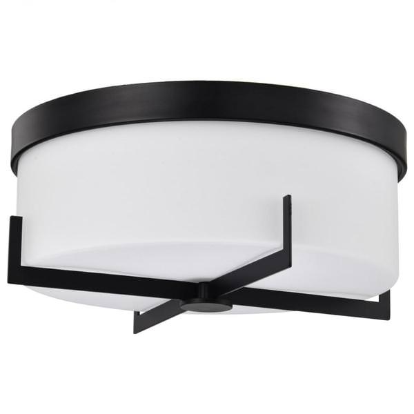 15" 3 Lamp 120 volt Matte Black Indoor Flush Mount Light Fixture