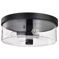 View 15" 3 Light 120 volt Matte Black Flush Mount Light Fixture