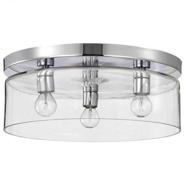 3 Lamp 120 volt Polished Nickel Flush Mount Light Fixture