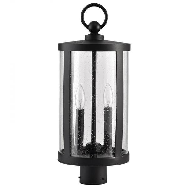 2 Light 120 volt Matte Black Post Top Lantern