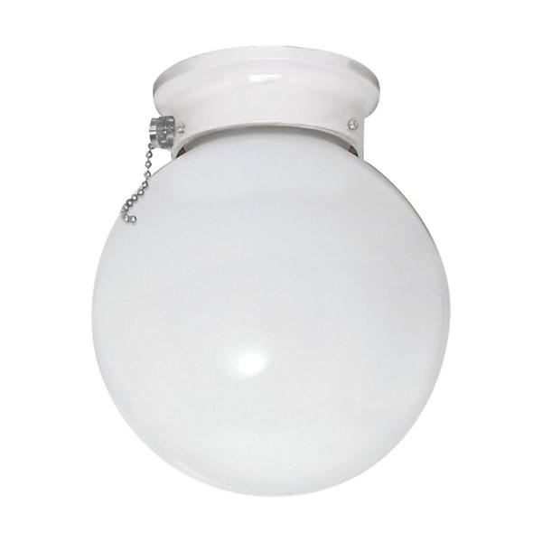 1 Light 6" 120 volt Indoor Pull Chain Frosted White Ceiling Light Fixture