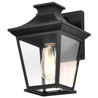 View 1 Lamp 11" 120 volt Matte Black Clear Glass Outdoor Wall Lantern Fixture