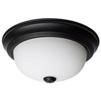 Nuvo Lighting 11" 2 Lamp 120 volt Matte Black White Glass Indoor Flush Mount Light Fixture
