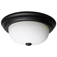 Nuvo Lighting 13" 2 Lamp 120 volt Matte Black White Glass Indoor Flush Mount Light Fixture