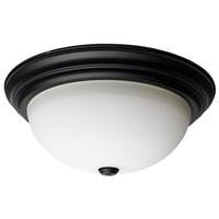 Nuvo Lighting 15" 3 Lamp 120 volt Matte Black White Glass Indoor Flush Mount Light Fixture