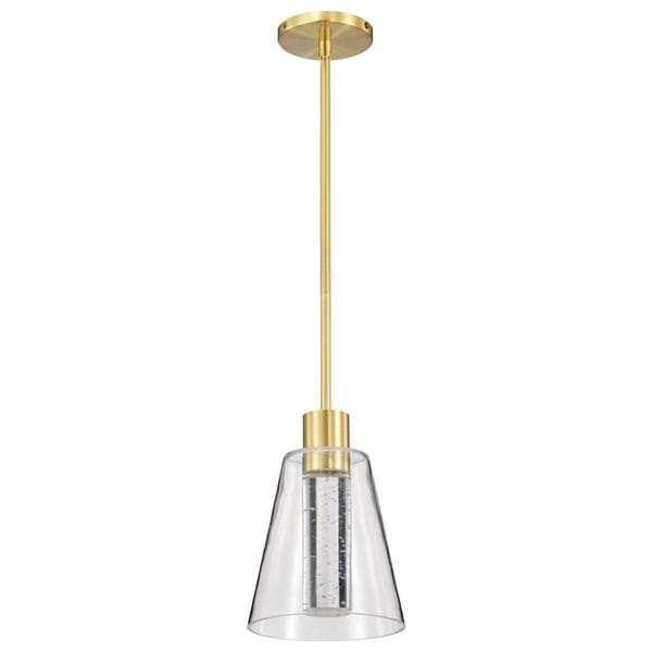 7" 12 watt 120 volt 3000K Natural White Brushed Brass LED Pendant