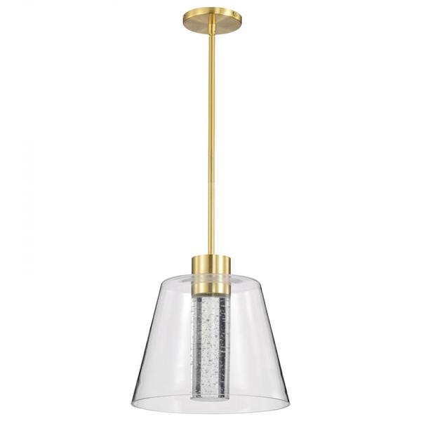 12" 12 watt - 120 volt 3000K Natural White Brushed Brass LED Pendant