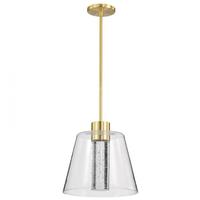 View 12" 12 watt - 120 volt 3000K Natural White Brushed Brass LED Pendant