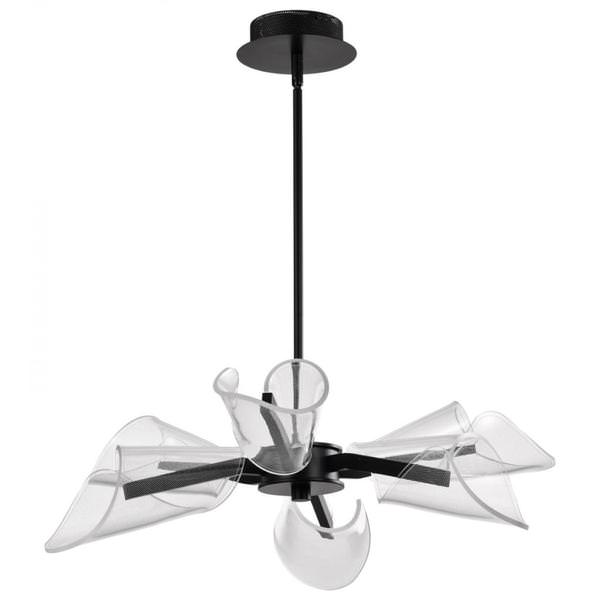 28" 4 Light 31 watt 120 volt 3000K Natural White Matte Black LED Chandelier