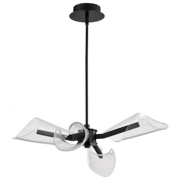 27" 4 Light 24 watt 120 volt 3000K Natural White Matte Black LED Chandelier