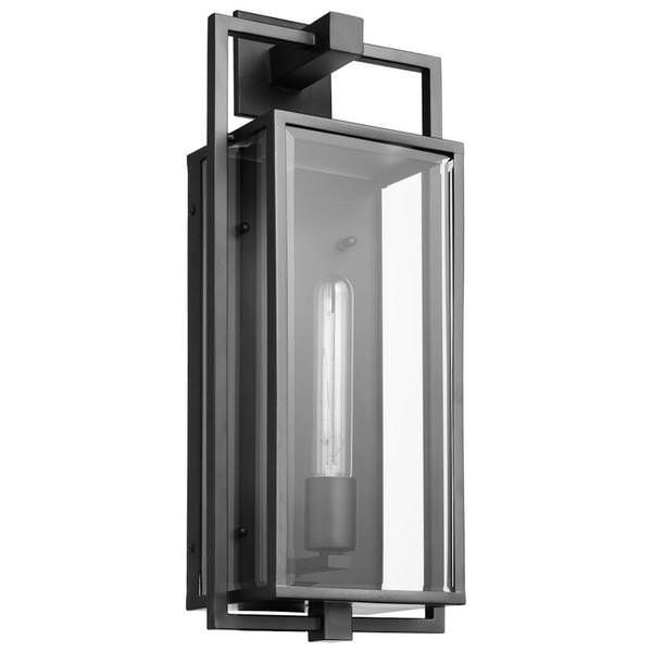 1 Lamp 20" 120 volt Matte Black Clear Beveled Glass Outdoor Wall Lantern Light Fixture 