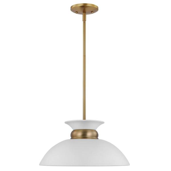 1 Lamp 15" 120 volt Matte White/Burnished Brass Retro Modern Indoor Pendant Light Fixture